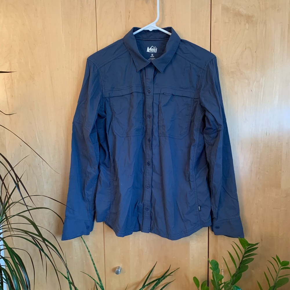 Blue REI Button-Up Sunshirt